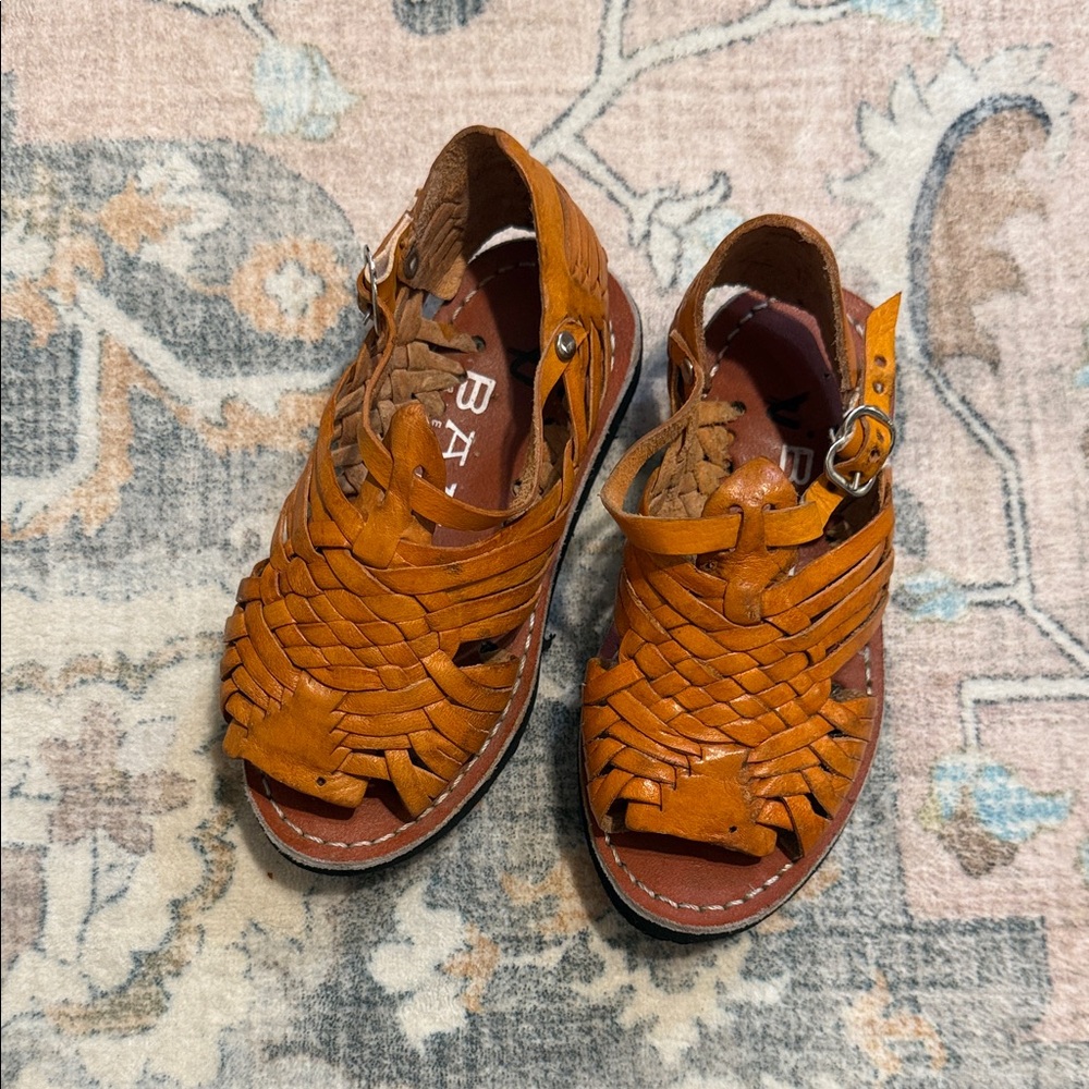 Brown Woven Leather Sandals